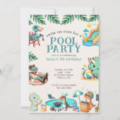 Dino Pool Party Uitnodiging voor verjaardag (Voorkant)