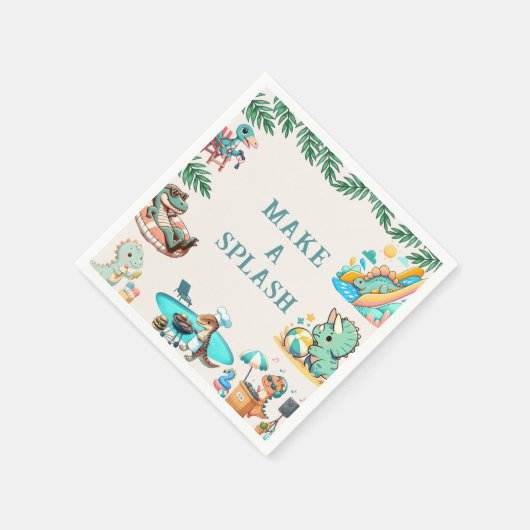 Dino Pool Party Uitnodiging voor verjaardag Servet (Hoek)