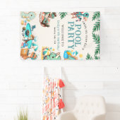 Dino Pool Party Uitnodiging voor verjaardag Spandoek (Insitu)