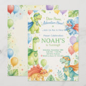Dino Power Adventure Hour Watercolor Dinosaur Kaart (Voorkant / Achterkant)