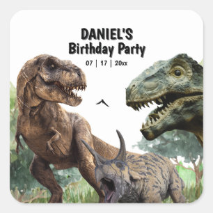 Dino printables verjaardagsfeest, T rex verjaardag Vierkante Sticker