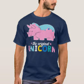 Dino Puns Original Unicorn Triceratops roze T-shirt (Voorkant)