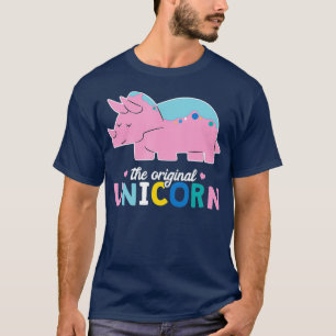 Dino Puns Original Unicorn Triceratops roze T-shirt