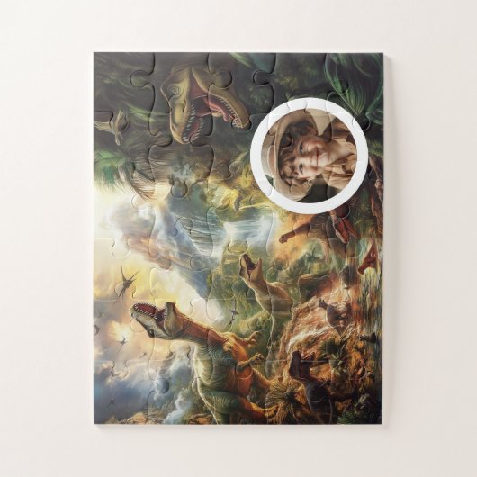 Dino Puzzle Customizable T-Rex Birthday Gift Boys Legpuzzel (Verticaal)