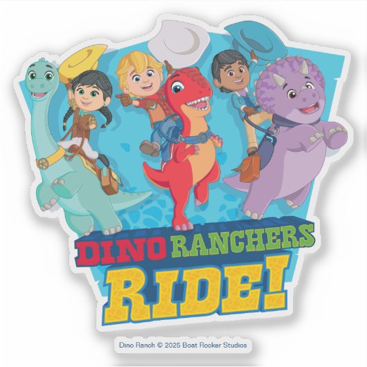 Dino Ranch | De ranchers rijden! Sticker (Voorkant)