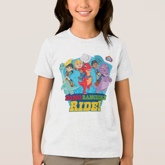 Dino Ranch | De ranchers rijden! Tri-Blend Shirt (Voorkant)