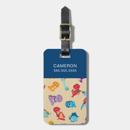 Dino Ranch | Een dinosaurus avontuur patroon Bagagelabel (Voorkant verticaal)