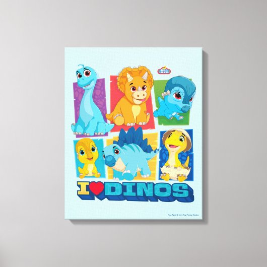 Dino Ranch | Leuke en kleurrijke dinosaurus Canvas Afdruk (Voorkant)