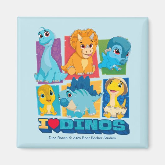 Dino Ranch | Leuke en kleurrijke dinosaurus Magneet (Voorkant)