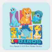 Dino Ranch | Leuke en kleurrijke dinosaurus Vierkante Sticker (Voorkant)