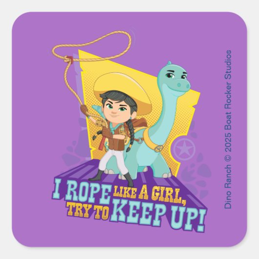 Dino Ranch | Min en Clover Vierkante Sticker (Voorkant)