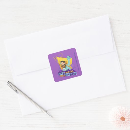 Dino Ranch | Min en Clover Vierkante Sticker (Envelop)