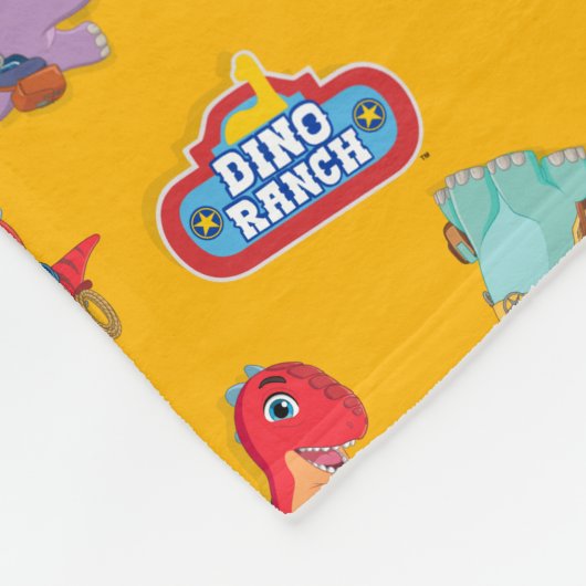 Dino Ranch Patroon op Geel Fleece Deken (Hoek)
