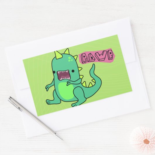 Dino Rawr Rechthoekige Sticker (Envelop)