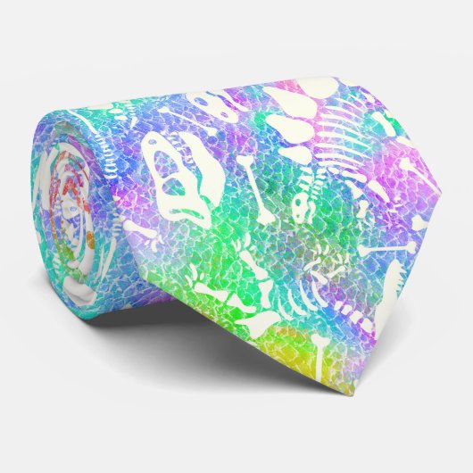 Dino-regenboog Stropdas (Opgerold)