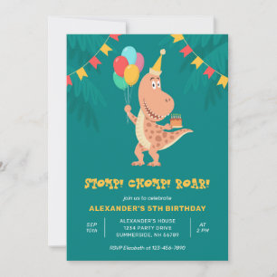 Dino Rex Dinosaurus Cake Balloon 5e Verjaardagsfee Kaart