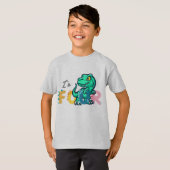 Dino Rex Ik ben 4 Verjaardags jongen vier Terug na T-shirt (Voorkant volledig)