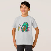 Dino Rex Ik ben 5 Verjaardags jongen vijf Terug na T-shirt (Voorkant volledig)
