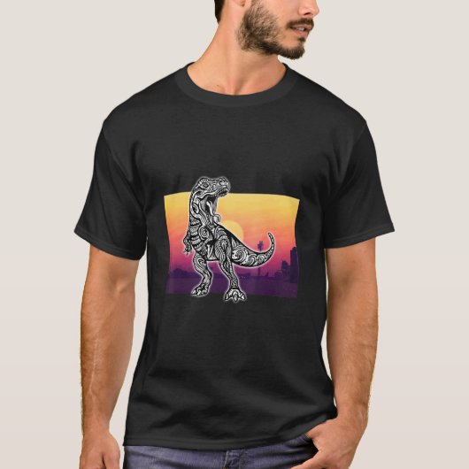 Dino Rex Mandala Sunset City T-shirt (Voorkant)