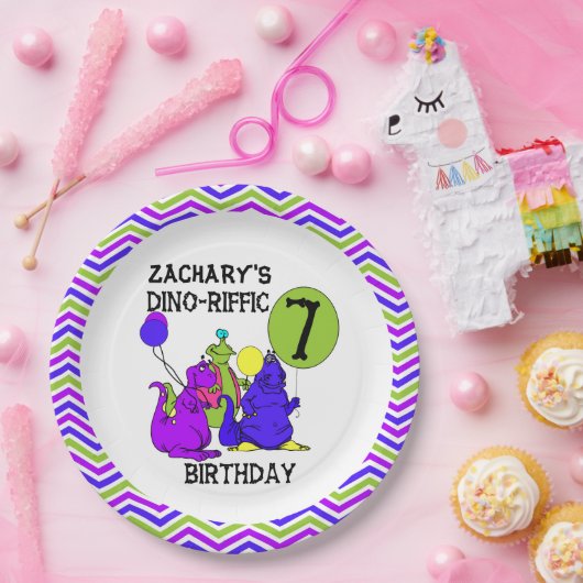 Dino-Riffic 7th Birthday Paper Borden Papieren Bordje (Feest)