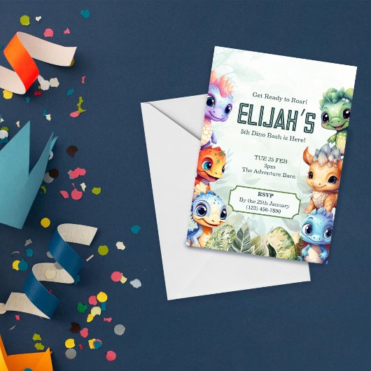 Dino Roar 5th Birthday Bash Kaart