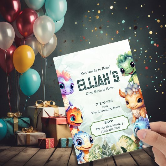 Dino Roar Birthday Bash Kaart