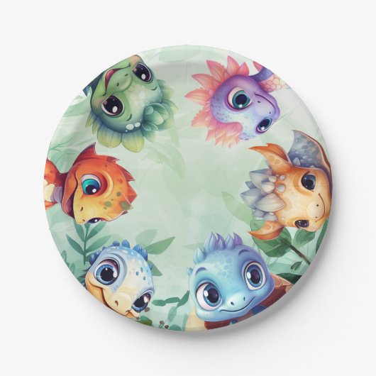 Dino Roar Birthday Bash Papieren Bordje (Voorkant)