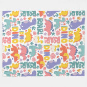 Dino Roar Fun Pattern Fleece Deken (Voorkant (Horizontaal))