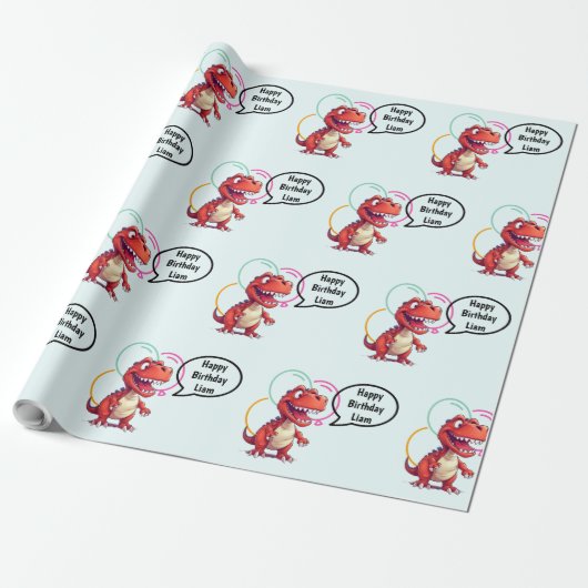 Dino Roar Gift Cadeaupapier (Uitgerold)