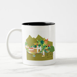 Dino Roar - Kinder kunst voor CHOC Tweekleurige Koffiemok