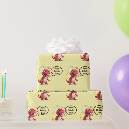 Dino Roar op Cream Gift Cadeaupapier (Feestgeschenken)