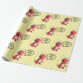 Dino Roar op Cream Gift Cadeaupapier (Uitgerold)