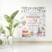 Dino Roar Pastel Verjaardag Welkom Wandkleed