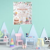 Dino Roar Pastel Verjaardag Welkom Wandkleed