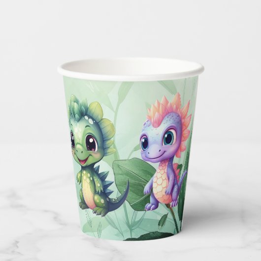 Dino Roar Verjaardag Bash Party Papieren Bekers (Achterkant)