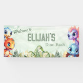 Dino Roar Verjaardag Bash Welkom Spandoek (Horizontaal)