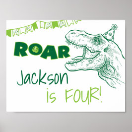 Dino Roar Verjaardag Bord Poster