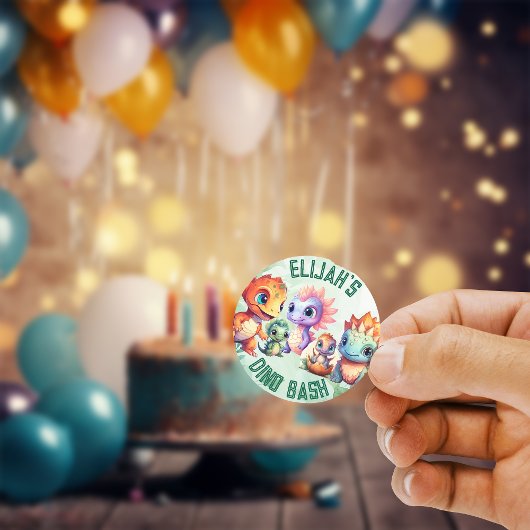 Dino Roar Verjaardag Ronde Sticker