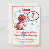 Dino Roar verjaardagsfeestje Kaart (Voorkant)