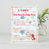 Dino Roar verjaardagsfeestje Menu (Staand voorkant)
