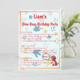 Dino Roar verjaardagsfeestje Menu