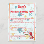 Dino Roar verjaardagsfeestje Menu (Voorkant)