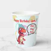 Dino Roar verjaardagsfeestje Papieren Bekers (Achterkant)