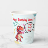 Dino Roar verjaardagsfeestje Papieren Bekers (Voorkant)