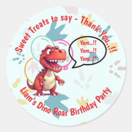Dino Roar verjaardagsfeestje Ronde Sticker