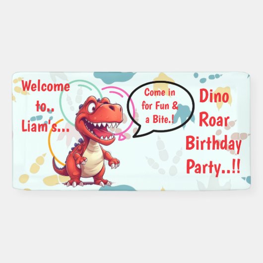 Dino Roar verjaardagsfeestje Spandoek (Horizontaal)