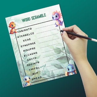 Dino Roar Word Scramble Party Game Blad