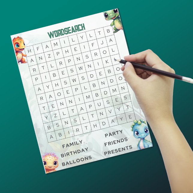 Dino Roar Wordsearch Party Game Sheet (Creator heeft geüpload)
