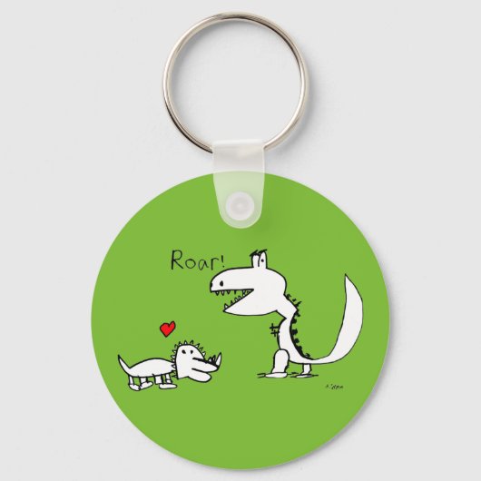 Dino Roaring, rood hart, uw speciale Sleutelhanger (Voorkant)