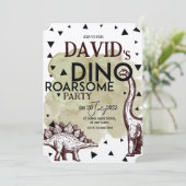 DINO ROARSAUM verjaardagsfeestje UITNODIGEN Kaart (Staand voorkant)